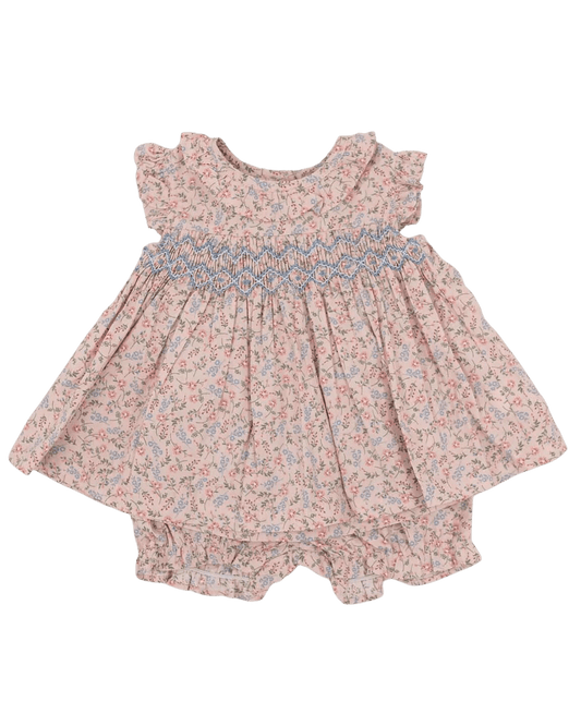 Cotton Floral Hand Smocked Dress - Classic Heirloom Style